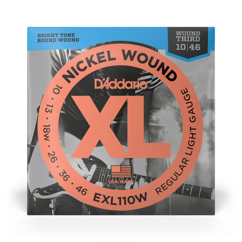 D'Addario exl110w exl nickel enroule ronde électrique cordes de guitare régulière en blessure 3rd 10-46