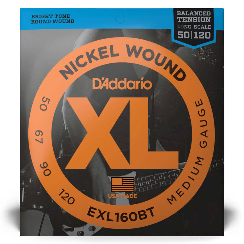 D'Addario Exl160bt xl Tension équilibrée Nickel Wound Electric Bass Strings Long Scale 50-120