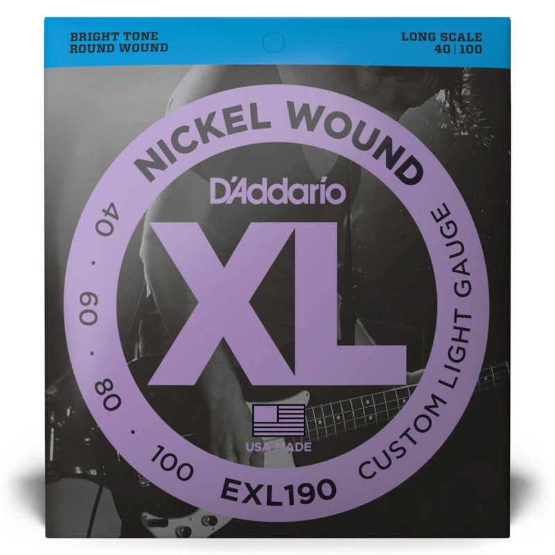 D'Addario Exl190 xl Nickel Wound Electric Bass Strings Long Scale 40-100