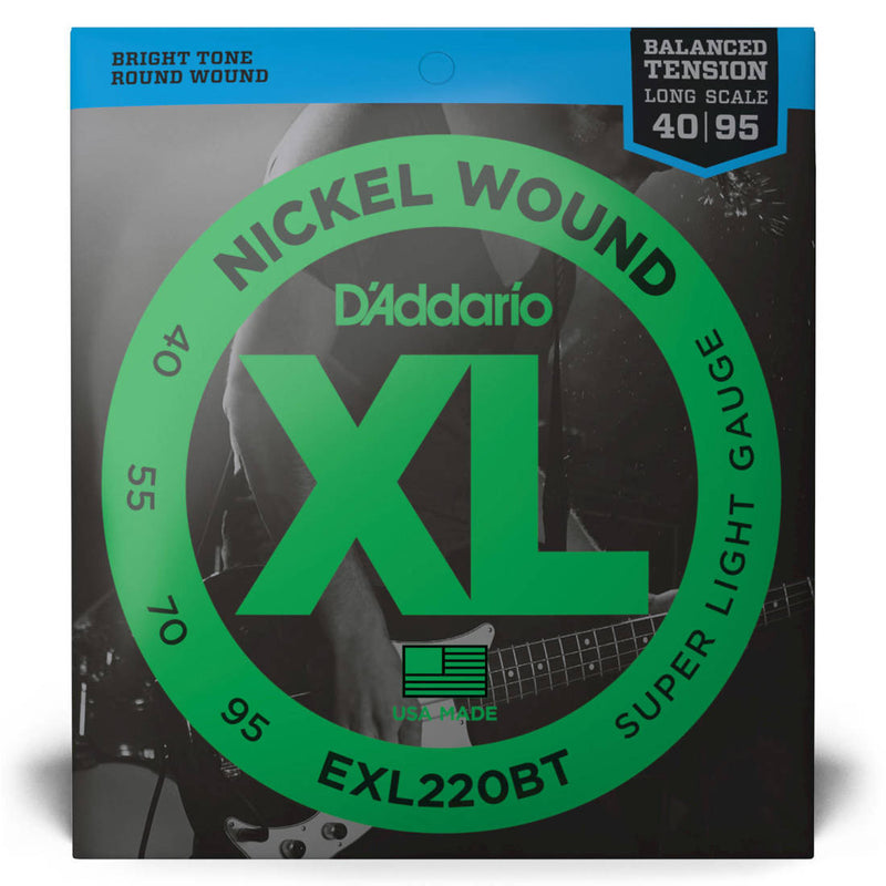 D'Addario exl220bt xl Tension équilibrée nickel enroule électrique Bass à longue échelle 40-95