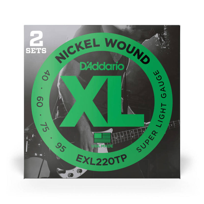 D'Addario Exl220TP Twin Pack Nickel Round Wound Long Scale 40-95