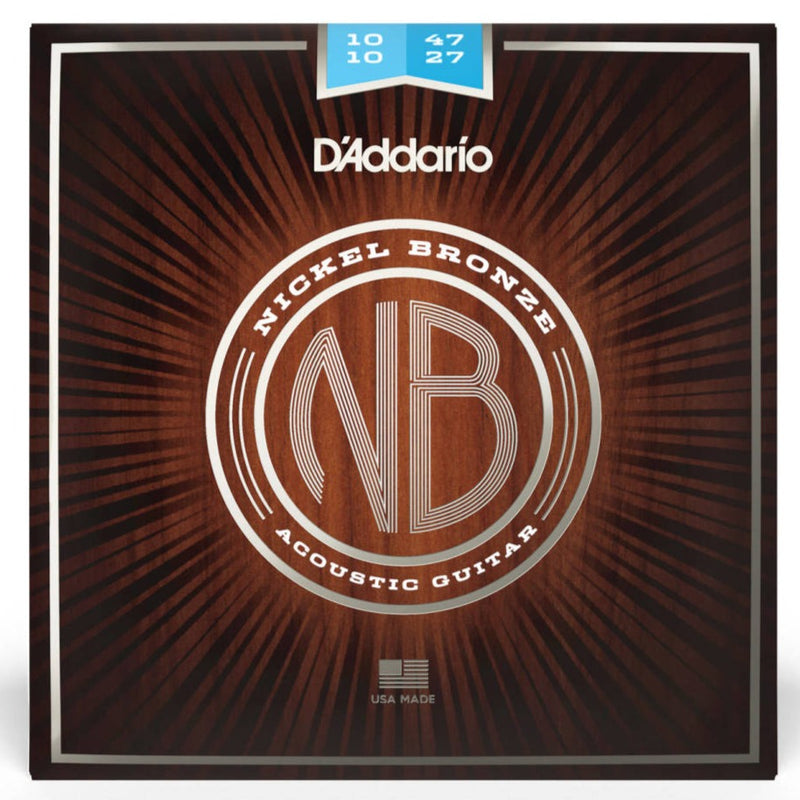 D'Addario NB1047-12 Cordes de guitare acoustique en bronze nickelé 12 cordes légères 10-47