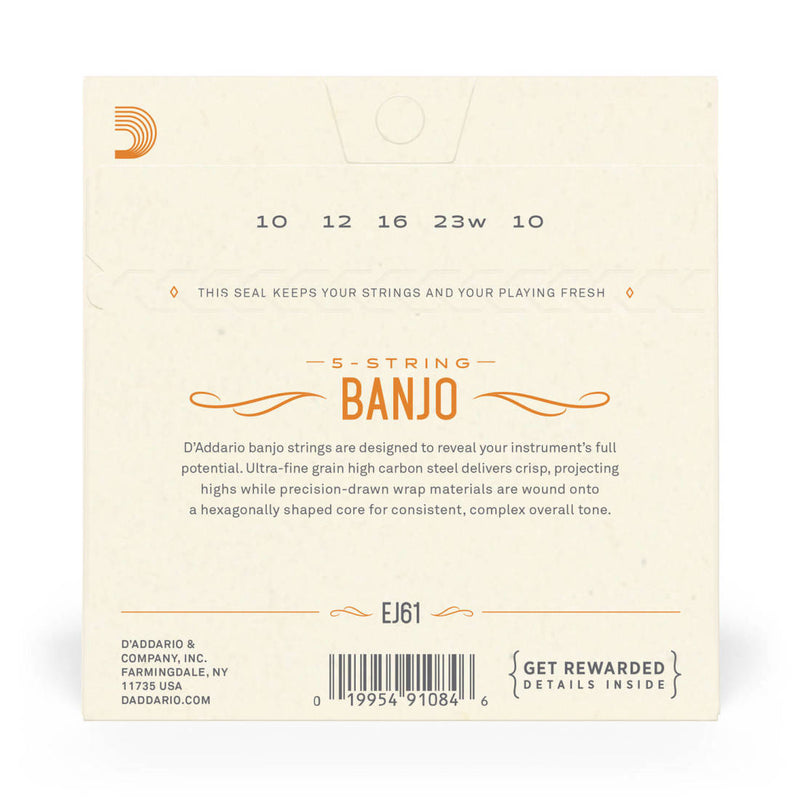 D'Addario EJ61 Nickel 5-String Banjo Medium