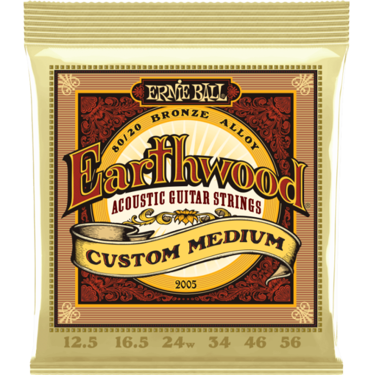 Ernie Ball 2005EB Earthwood Custom Medium 80/20 Acoustic Guitar Strings - 12.5-56