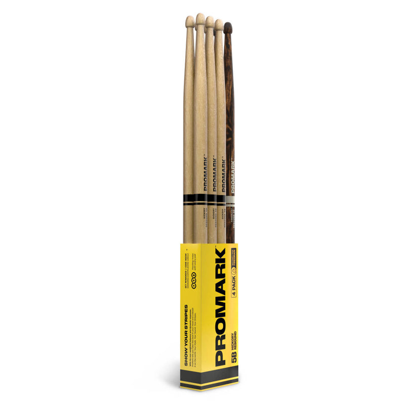 Pro-Mark RBH595AW-4PFG Rebound Lacquered 5B Hickory Drumsticks - 4 Pack