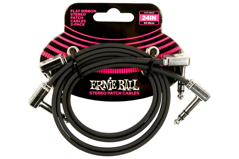 Ernie Ball 6406EB TRS Lot de 2 câbles de raccordement à ruban plat (noir) – 61 cm