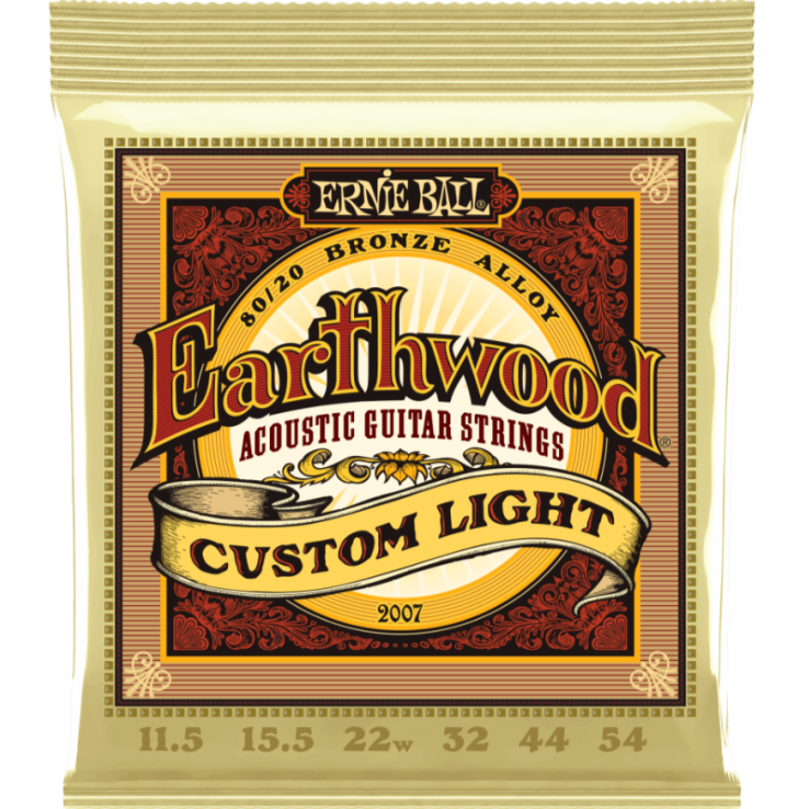 Ernie Ball 2007EB Earthwood Custom Light 80/20 Acoustic Guitar Strings - 11.5-54