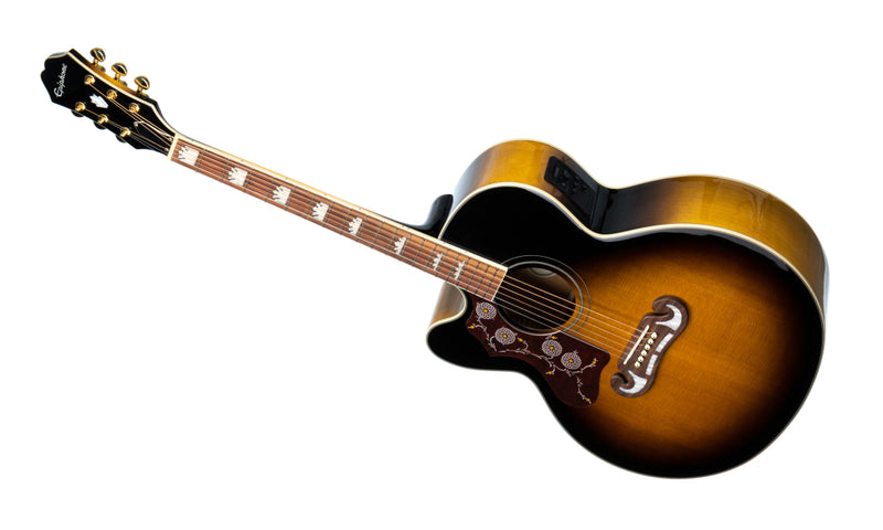 Epiphone J-200 EC Series Left-Handed Acoustic Electric Guitar (Vintage Sunburst)