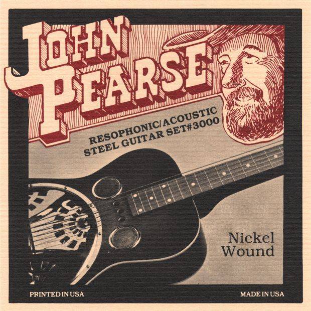 John Pearse JP3000 Cordes de guitare en acier résophonique/acoustique en nickel - G Tuning