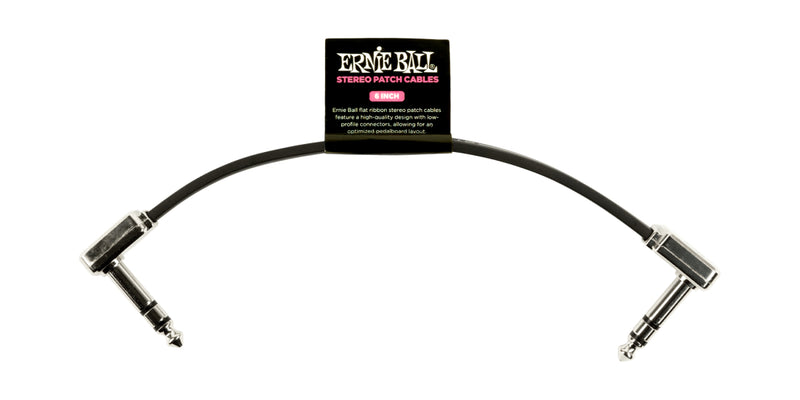 Ernie Ball 6408EB TRS Flat Ribbon Patch Cable Single Black - 6"