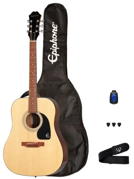 Pack de lecteur de guitare acoustique Epiphone DR100 Songmaker (naturel)