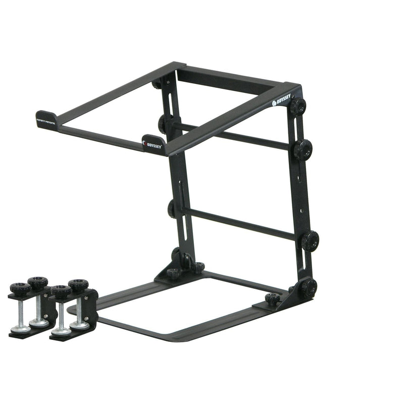Odyssey LSTANDM - Black L Stand Mobile Folding Laptop/Gear Stand with Table/Case Clamps