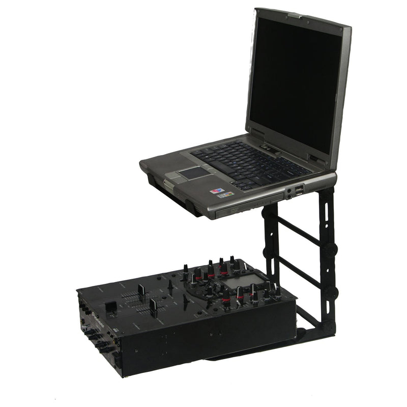 Odyssey LSTANDM - Black L Stand Mobile Folding Laptop/Gear Stand with Table/Case Clamps