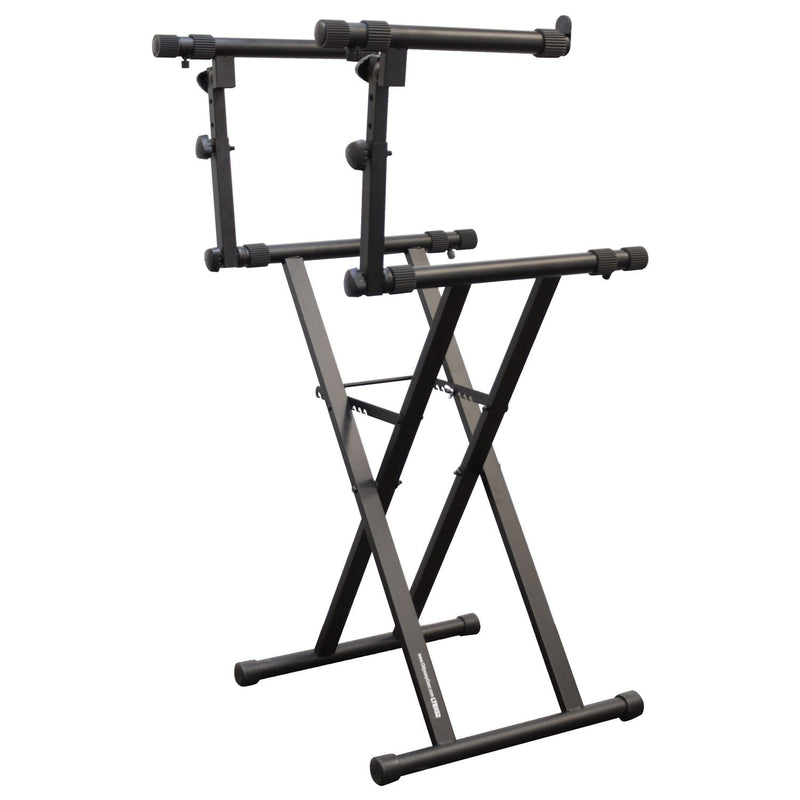 Odyssey LTBXS2 - Black Heavy-Duty Two Tier X-Stand for DJ Coffins and Controller Cases