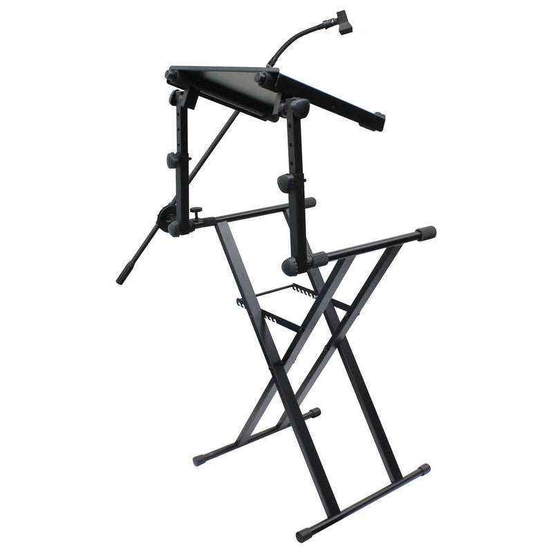 Odyssey LTBXS2MTCP - Black Two Tier X-Stand with Mic Boom and Top Shelf