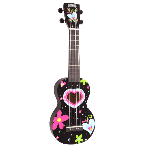 Mahalo Ma1He-bk  Art Series Hearts And Flowers Soprano Ukulele With Bag - Red One Music