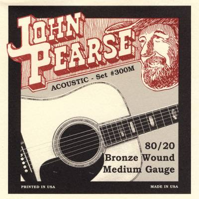 John Pearse JP300M Cordes de guitare acoustique bronze 80/20 - Calibre moyen