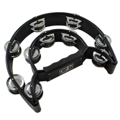 Granite Percussion Heavy Duty Half-moon Tambourine with Inside Row - Black