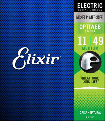 Cordes de guitare électrique Elixir 19102 Medium .011-.049 avec revêtement Optiweb