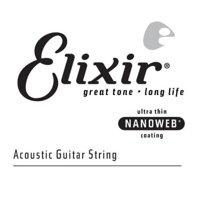 Elixir 15153 80/20 Guitare acoustique de bronze .053 Single String avec revêtement Nanoweb