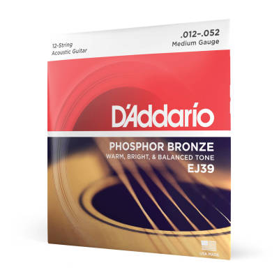 D'Addario EJ39 Phosphor Bronze 12 cordes Medium 12-52