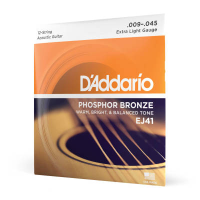 D'Addario EJ41 Phosphor Bronze 12 cordes extra légères 09-45