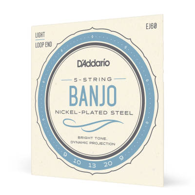 D'Addario EJ60 Nickel 5-String Banjo Light 9-20