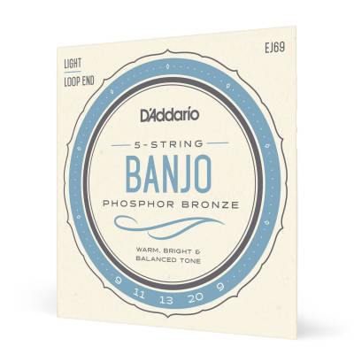 D'Addario EJ69 Phosphor Bronze 5-String Banjo Set Light