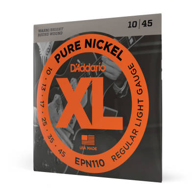 D'Addario EPN110 EPN Pure Nickel Round Wound Electric Guitar Strings Light 10-45
