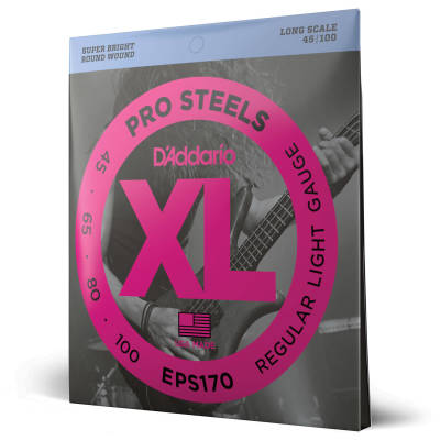 D'Addario EPS170 XL ProSteels Electric Bass Guitar Strings Long Scale 45-100