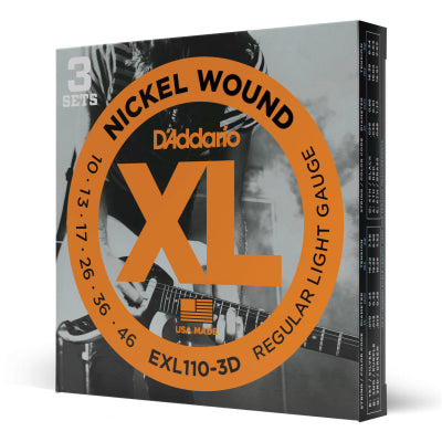 D'Addario EXL110-3D 3 Pack Nickel Wound REG. LIGHT 10-46