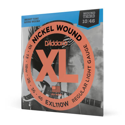 D'Addario exl110w exl nickel enroule ronde électrique cordes de guitare régulière en blessure 3rd 10-46