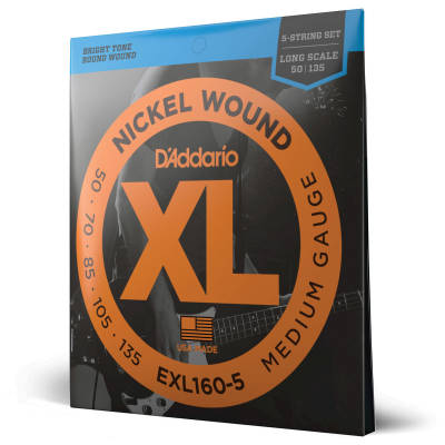 D'Addario Exl160-5 Nickel Round Wound 5 cordes / échelle longue 50-135