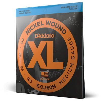 D'Addario Exl160m xl Nickel Wound Electric Bass Strings Moyenne Échelle 50-105