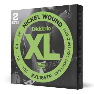 D'Addario EXL165TP Twin Pack EXL Nickel Wound Electric Bass Strings 45-105