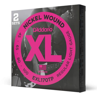 D'Addario Exl170tp Twin Pack Nickel Round Wound Long Scale 45-100
