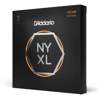 D'Addario NYXL1046-3P 3-Pack Nickel Wound Regular Light Guitar Strings 10-46