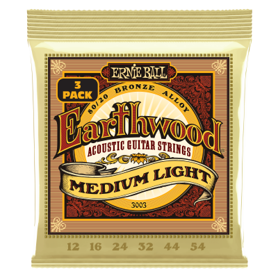 Ernie Ball 3003EB Earthwood Medium Light 80/20 Bronze Acoustic Guitar Strings - 3 Pack