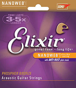 Elixir 14125 Phosphor Bronze Guitare acoustique Single .025 Corde avec revêtement Nanoweb