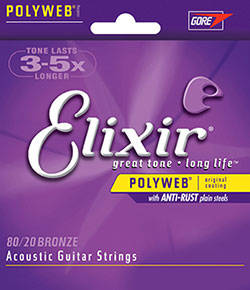 Elixir 13127 Bronze 80/20 Guitare acoustique .027 Corde simple avec revêtement Polyweb