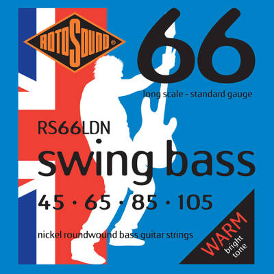 Rotosound RS66LDN Swing Bass Jeu de cordes pour basse plaqué nickel 45-105