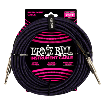 Ernie Ball 6397EB Straight Braided Cable (Purple Black) - 25'