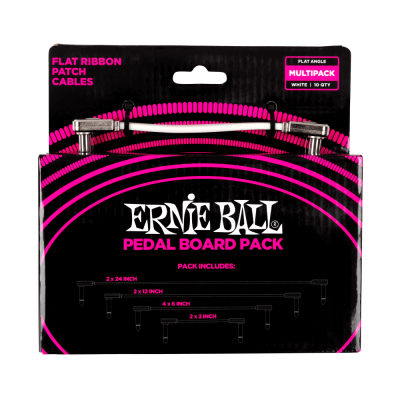 Ernie Ball 6387EB Flat Ribbon Patch Cable Multi-Pack (White)