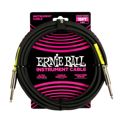 Ernie Ball 6399EB Straight Instrument Cable (Black) - 15'