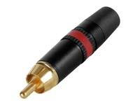 Yorkville NYS373-2 Neutrik Premium Gold Tip RCA Plug - Black/Gold w/Red Stripe