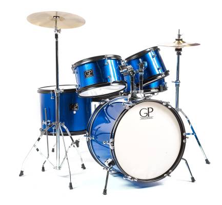 Granite Percussion GP-JR5BL Ensemble de batterie junior 5 pièces avec cymbale et trône - Bleu