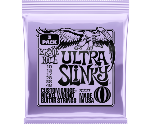 Cordes pour guitare électrique Ernie Ball 3227EB Ultra Slinky 10-48, paquet de 3