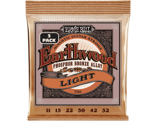 Ernie Ball 3548EB Earthwood Phosphor Bronze Acoustic Guitar Strings 11-52 3-Pack