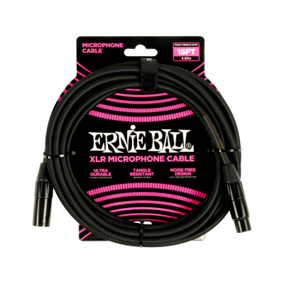 Ernie Ball 6391EB Câble de microphone XLR mâle-femelle tressé - 15'