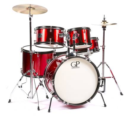 Granite Percussion GP-JR5MR Batterie junior 5 pièces avec cymbale et trône - Rouge métallisé